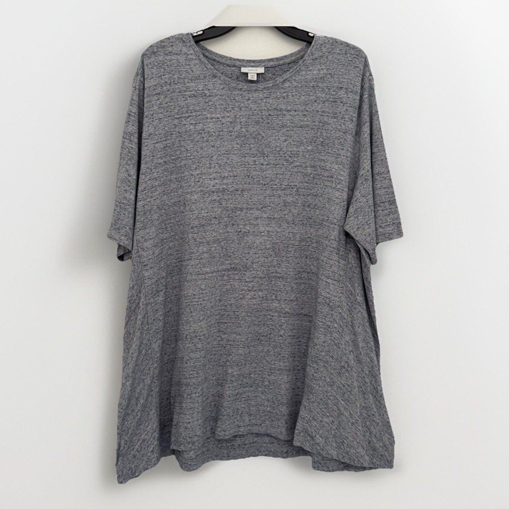 PURE JILL Top Women's 3X Grey Heathered Pima Cotton Blend Comfort Tee Tunic